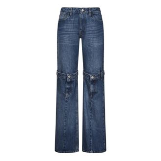 Coperni Blue Layered Open Knee Jeans - female - Coperni - Straight Fit Jeans - Blue - XS - Jeans