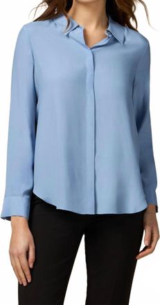 Oltre Long Sleeve Button Down Blouse In Light Blue