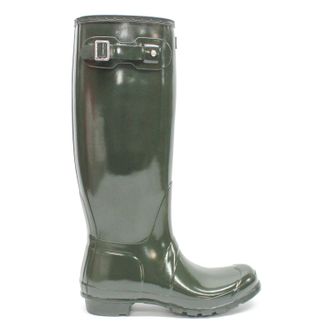 Hunter Original Tall Gloss Rubber Womens Wellingtons Boots - Dark Olive - Size:UK 5