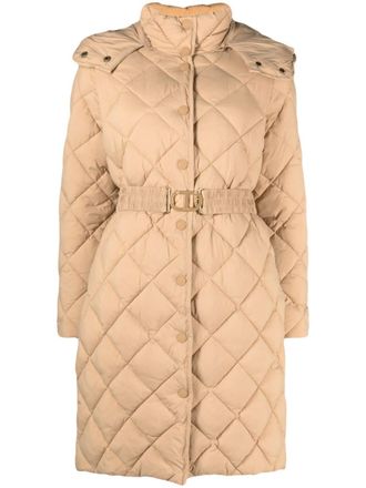 Twin-Set diamond-quilted coat - women - Polyamide/Polyamide/Polyester - 40 - Brown
