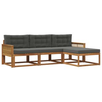 vidaXL Conjunto De Sof&aacute;s De Exterior 4 Pcs Natural Y Antracita Vidaxl