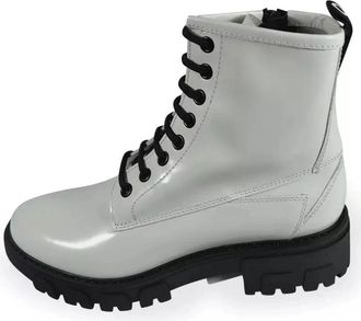HUGO BOSS Axel Bootie Veterlaars - Dames - Veterlaarzen - Wit - 36 EU - Leer - Schoenen