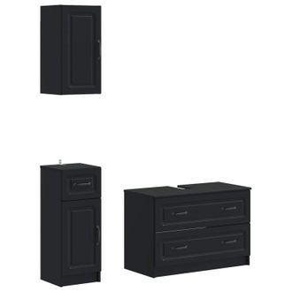 vidaXL Juego De Armarios De Ba&ntilde;o De 3 Piezas Utrecht Negro Vidaxl