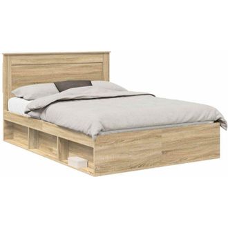 vidaXL Estructura De Cama Con Cabecera Roble Sonoma 150 X 200 Cm Vidaxl