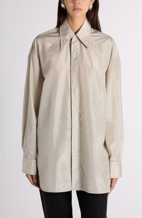 Bottega Veneta Oversize Cotton Button-Up Shirt in 1427 Pearl Grey at Nordstrom, Size 38