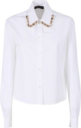 Fabiana Filippi Poplin Cropped Shirt With Pepita Embroidery On Collar