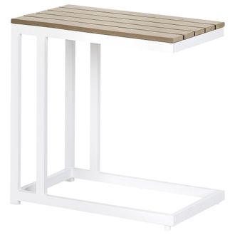 Beliani Beliani - Mesa Auxiliar De Jard&iacute;n Exterior Madera Pl&aacute;stica Clara Y Base Blanca Messina