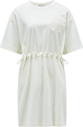 Moncler Witte Oversized T-shirt Jurk - Dames - Korte kleedjes - Wit - S - Katoen - Kleedjes