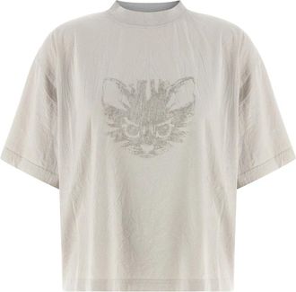 Balenciaga Kittycat Cropped T-Shirt - Dames - T-shirts - Wit - M - Katoen - Tops