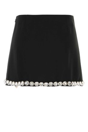 Prada Womens Black Acetate Blend Mini Skirt Nero Gonne