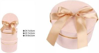 Trade Shop Trade Shop - Set 3 Scatole Scatola Box Regali Varie Misure Matrioska Tonde Rosa Pallido 71944