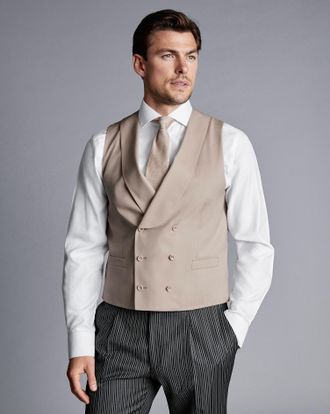 CHARLES TYRWHITT Morning Suit Waistcoat - Stone Size w42 by Charles Tyrwhitt
