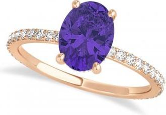 Allurez Oval Tanzanite & Diamond Hidden Halo Engagement Ring 14k Rose Gold (0.76ct)