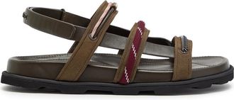Moncler Vera Isla Grosgrain and Leather Sandals - Brown - 38 (IT38 / UK5)