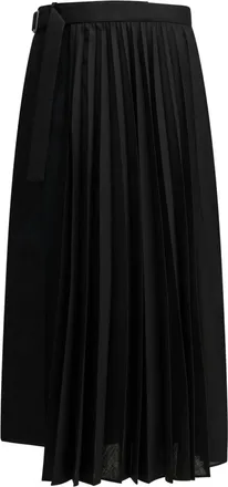 sacai Gonna in lana con inserto plissettato - - Skirts - Donna - Blu - M