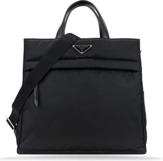 Prada Tassen, Dames, Zwart, ONE Size, Schoudertas met lederen details