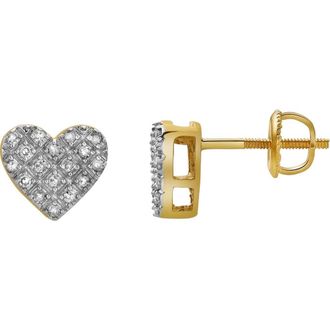 LuvMyJewelry Yearn 10K Yellow Gold Cluster Diamond Unisex Earrings - 0.1 Cts at Nordstrom