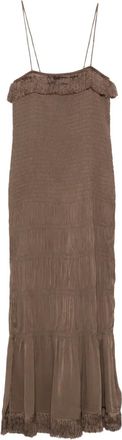 By Malene Birger Nova maxi-jurk met franje - Bruin
