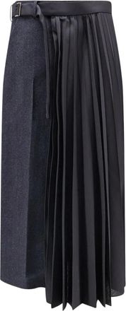 sacai Falda Midi de Espiga con Pliegues - Skirts - Mujer - Negro - M