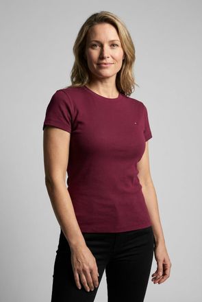 Tommy Jeans Kurzarmshirt TOMMY JEANS TJW SLIM C-NECK TEE, Damen, Gr. XL (42), lavish cerise, Single Jersey, Obermaterial: 100% Baumwolle, unifarben, slim fit h&uuml;ft