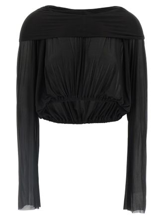 Rick Owens Womens Crooped Hooded Tunic Sweater