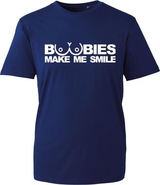 Generic Boobies Make Me Smile T-Shirt, Explicit Rude Adult Joke Funny Shirt, Adult Kids Unisex (Navy, 2XL Years)