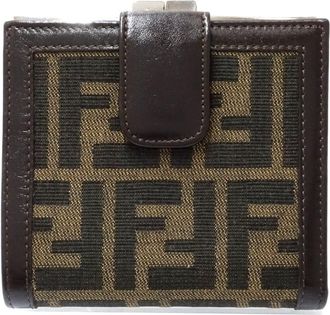 Fendi Zucca Brown Canvas Leather Wallet (Bi-Fold) (Pre-Owned)