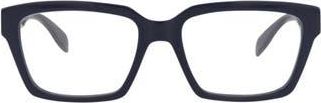 Alexander McQueen 54mm Rectangular Optical Glasses in Blue Blue Transparent at Nordstrom Rack
