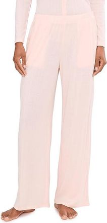 Barefoot Dreams Pointelle Rib Pants with Scallop Trim Womens Clothing Pink Sand : SM, Elastane/Polyester