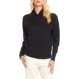 Karen Kane Crossover Shawl Collar Sweater in Black at Nordstrom, Size X-Large