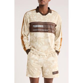 Pleasures Despair Skull Print Johnny Collar Shirt in Ecru at Nordstrom, Size Xx-Large