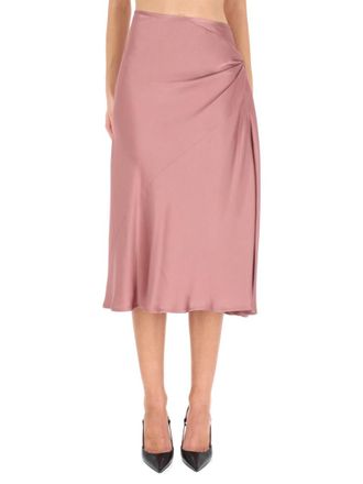 Dries Van Noten Pink Draped Midi Skirt