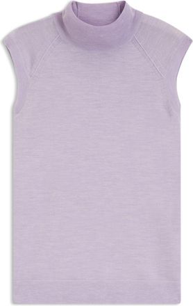 BOSS Sleeveless top in merino wool with mock neck
