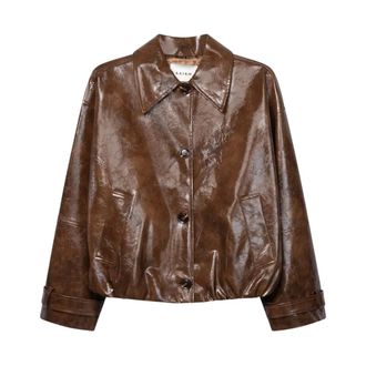 Aaiko Carice PU Jacket - Dames - Jassen - Bruin - Maat: M Leer