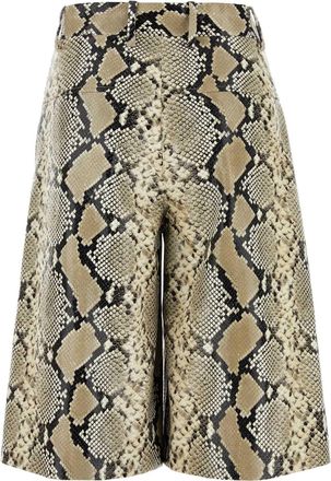 Jil Sander Womens Printed Leather Bermuda Shorts Hazelnutmouline Exterior Hazelnutmouline