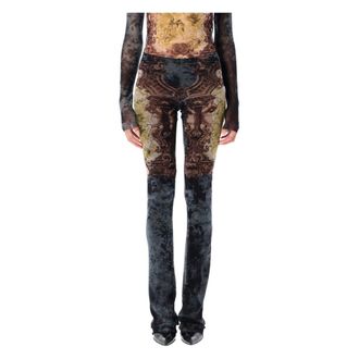 Jean Paul Gaultier Broeken, Dames, Veelkleurig, M, Tule, Médaillon Zwart Blauw Groen Broek