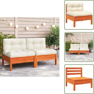 vidaXL Divano senza braccioli - vidaXL Divano Angolare Giardino Cuscini Marrone Cera Massello di Pino - Design a doghe