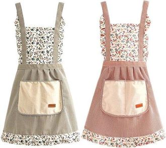No Brand Delantal De Cocina (2 Piezas) - Delantal Ajustable Con Bolsillos - Delantal De Algod&oacute;n/lino - Apto Para Hombres Y Mujeres - Ideal Para Barbacoas Y Coc