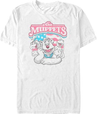 The Muppets Mens The Muppets Trio Portrait Flag T Shirt in White at Nordstrom, Size Xxx-Large