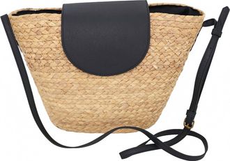 Saro Lifestyle Womens Straw Crossbody Purse In Black & Natural
