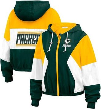 WEAR by Erin Andrews Womens WEAR by Erin Andrews Green Green Bay Packers Color Block Full-Zip Windbreaker Jacket at Nordstrom, Size Xx-Large