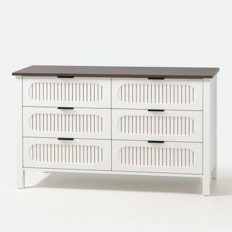 Concept Usine C&oacute;moda de 6 cajones con ranuras y madera blanca 120 cm