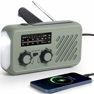 OEM Radio Port&aacute;til De Emergencia, Radio De Respaldo Fm/am Con Carga Solar, Radio Con Dinamo De Manivela Con Linterna, Luz De Lectura Led, Bater&iacute;a Externa 