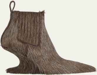 Rick Owens Calf Hair Cantilever Ankle Sharp Boots