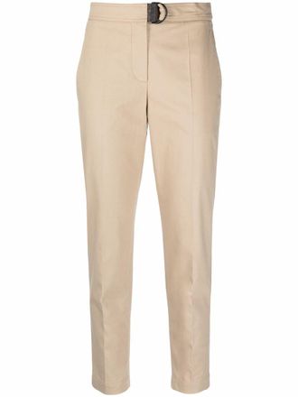 Brunello Cucinelli cropped slim-fit trousers - women - Elastane/Cupro/Polyester/Cotton/Eco Brass/Acetate - 46 - Neutrals