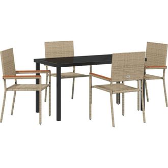 vidaXL Conjunto De Comedor De Jard&iacute;n 5 Pcs Beige Polirat&aacute;n Vidaxl