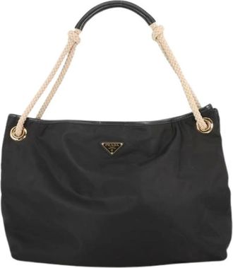 Prada Pre-owned Tote Bags, female, Black, Size: ONE SIZE Pre-owned Vintage Nylon Tote Bag