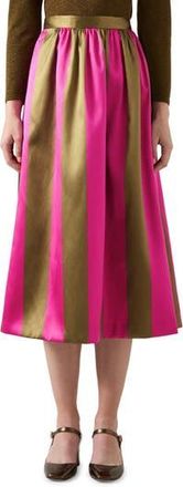 L.k. Bennett Olsen Stripe Satin Skirt in Green Multi at Nordstrom Rack, Size 10 Us / 14 Uk