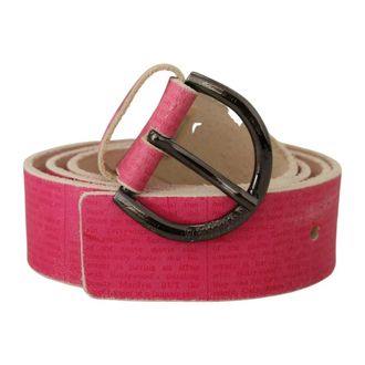 John Galliano Roze Leren Logo Ronde Gesp Riem - Dames - Riemen - Roze - ONE Size - Leer - Accessoires