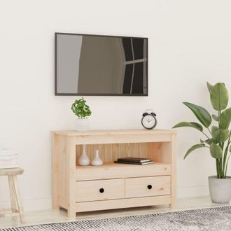 vidaXL Vidaxl - Mueble De Tv De Madera Maciza De Pino 79x35x52 Cm